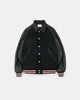 Raglan Varsity Jacket - Black / Off White & Scarlet