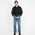 Raglan Varsity Jacket - Black / Off White & Scarlet - View 2